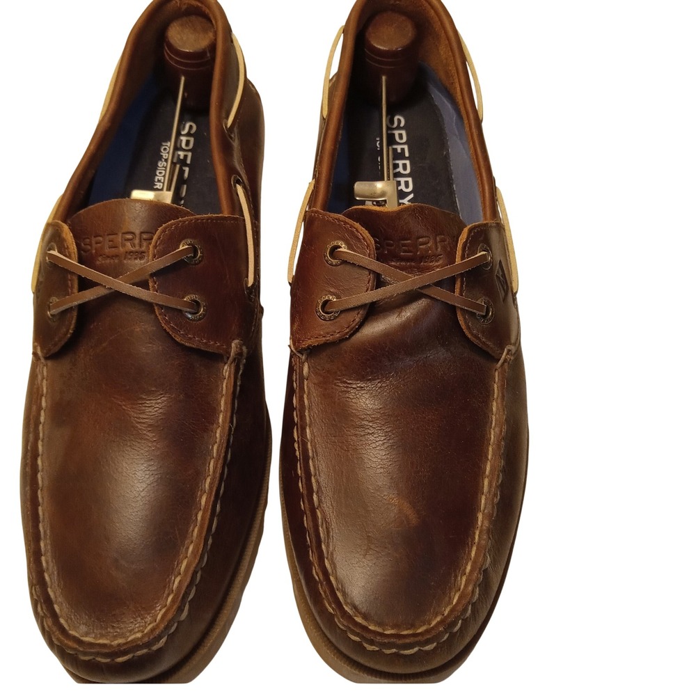 Sperry Top-Sider Mens Billfish 3-Eye‎ Boat Shoes Tan Leather 12M Casual Classic